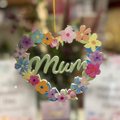 Mum Hanging Heart Decoration with Flowers
