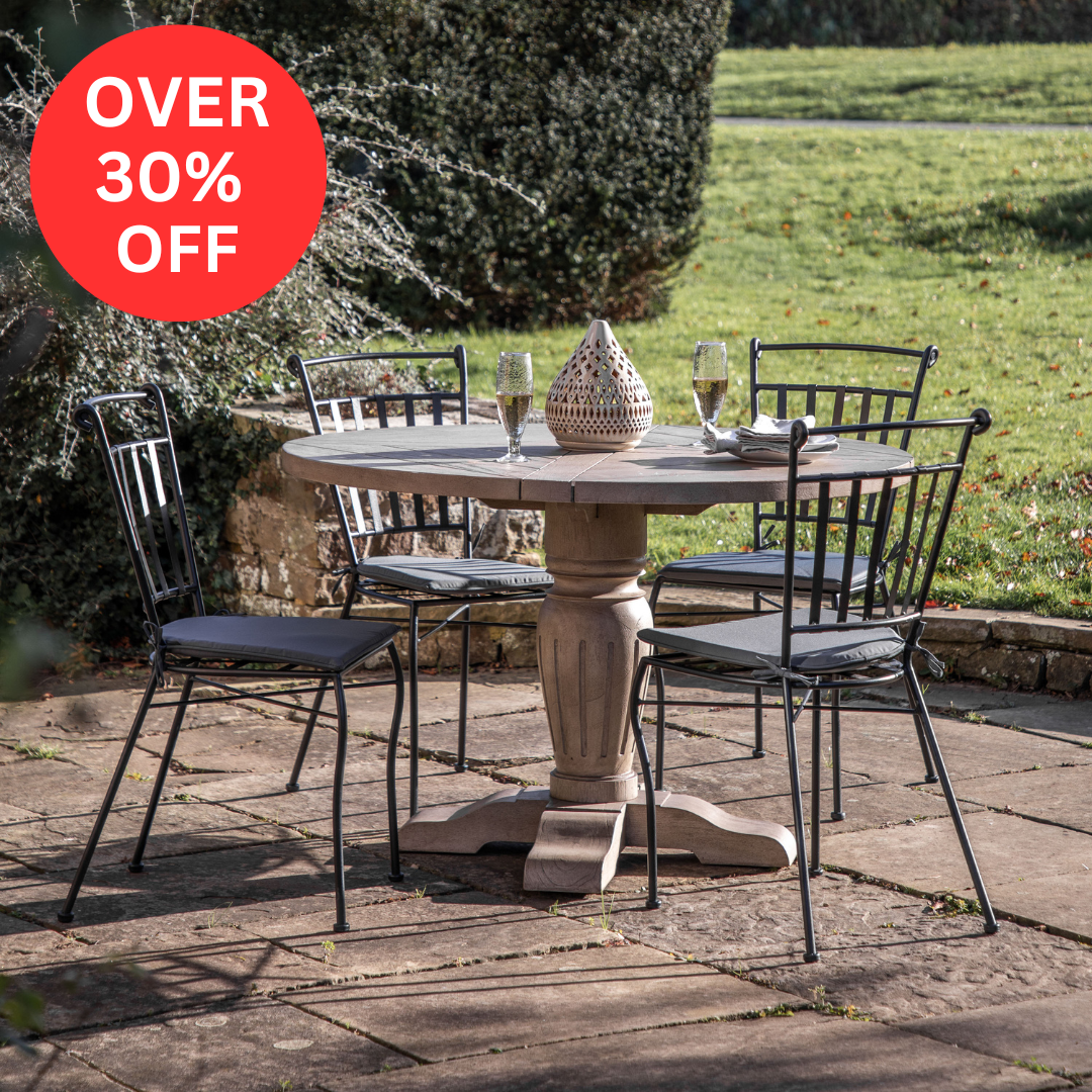 Teak Round Indoor Outdoor Dining Table 4 Chairs Alexanders of