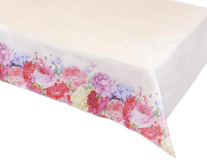 White, Floral Edged Paper Table Cover