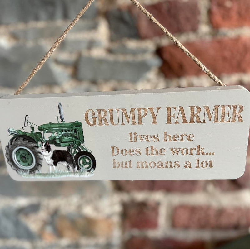 Grumpy Farmer Wooden Hanging Plaque