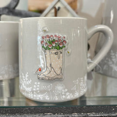 Mug with Wellies & Flowers