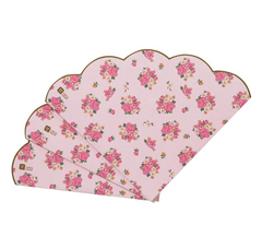 Pink Floral Scalloped Edge Paper Napkins