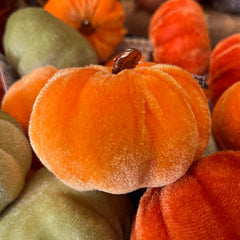 Velvet Autumn Pumpkin - 6cm Bright Orange