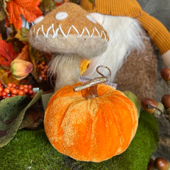Velvet Autumn Pumpkin - 9cm Bright Orange