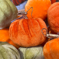 Velvet Autumn Pumpkin - 9cm Dark Orange 
