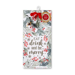 Cooksmart Eat Drink and be Merry Tea Towel & Cutter Set