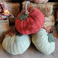 Deep Red Knitted Pumpkins