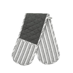 Organic Striped Double Oven Glove - Charcoal