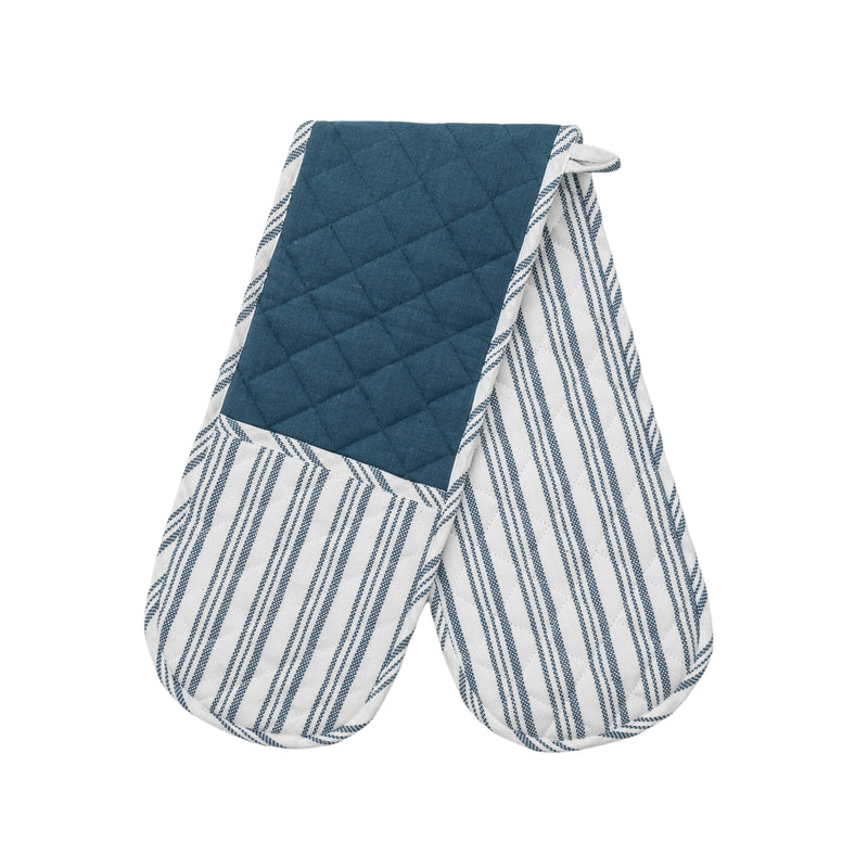 Organic Striped Double Oven Glove - Blue