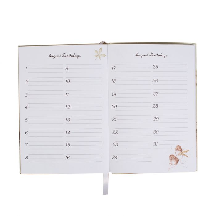 Wrendale Birds of a Feather Address Book Birthday pages
