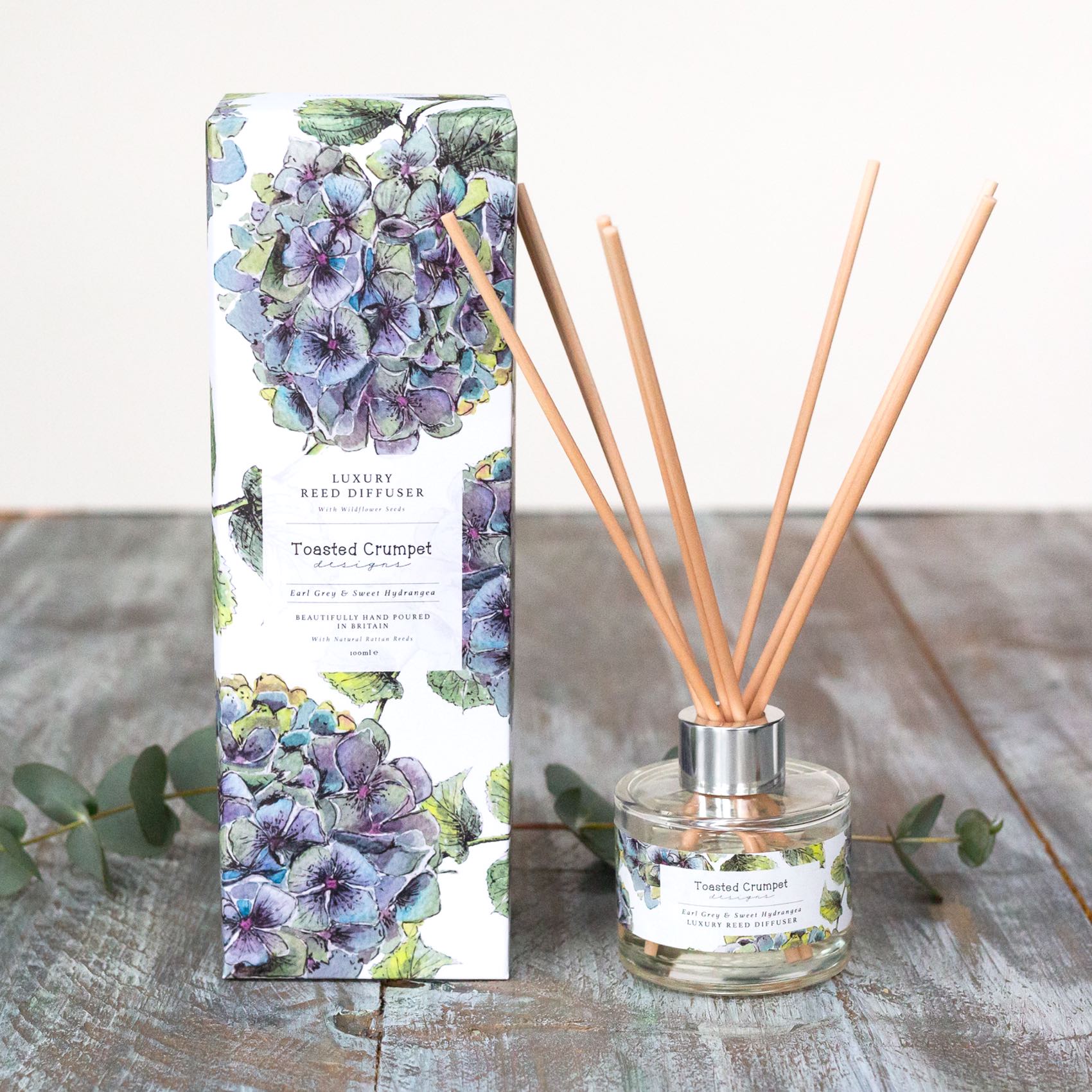 Hydrangea Diffuser Mini Toasted Crumpet Luxury Diffuser - Earl Grey & Sweet Hydrangea ...